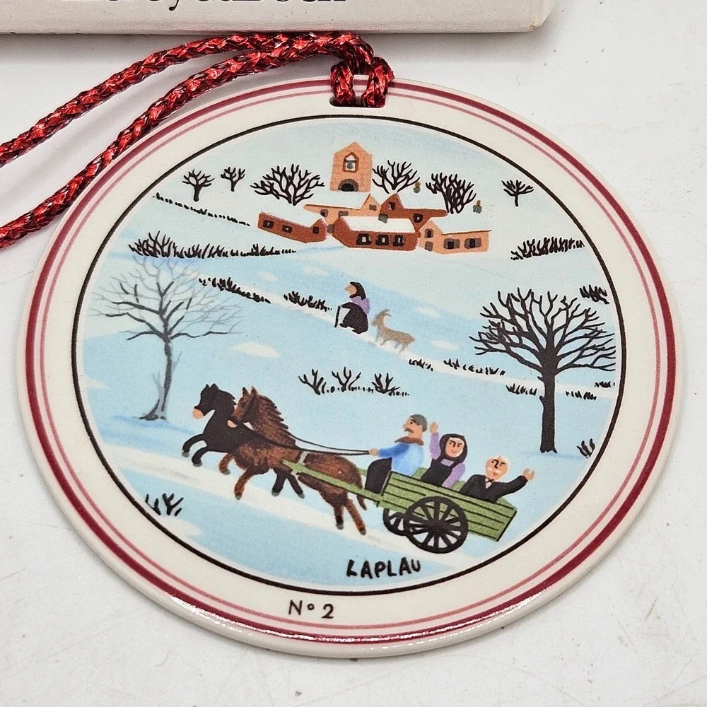 VTG Villeroy & Boch Naif Christmas Ornament No 2 Laplau Doublesided w/ Box